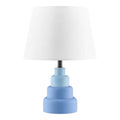 Small Blue Desk Light Table Lamp with White Fabric Shade