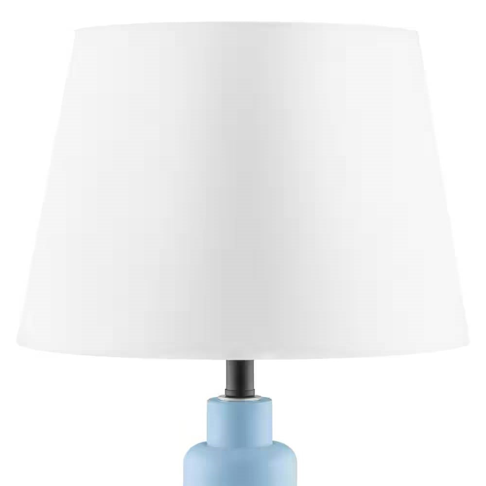 Small Blue Desk Light Table Lamp with White Fabric Shade