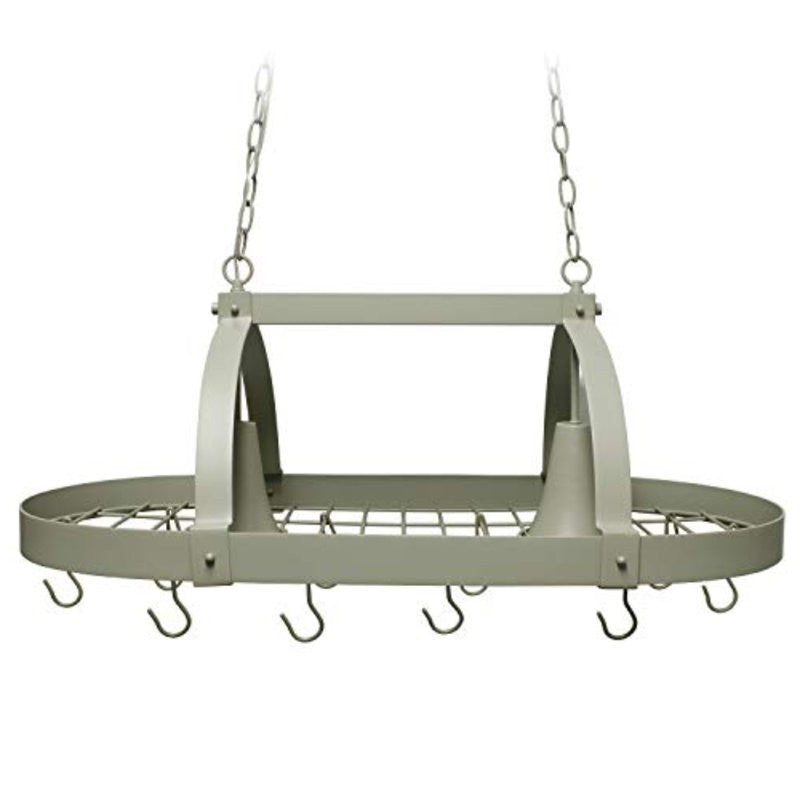 Rustic 2 Light 10 Hook Ceiling Mounted Hanging Pot Rack
