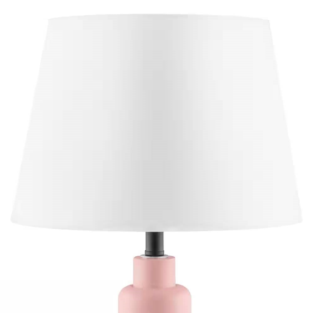 Small Pink Desk Light Table Lamp with White Fabric Shade