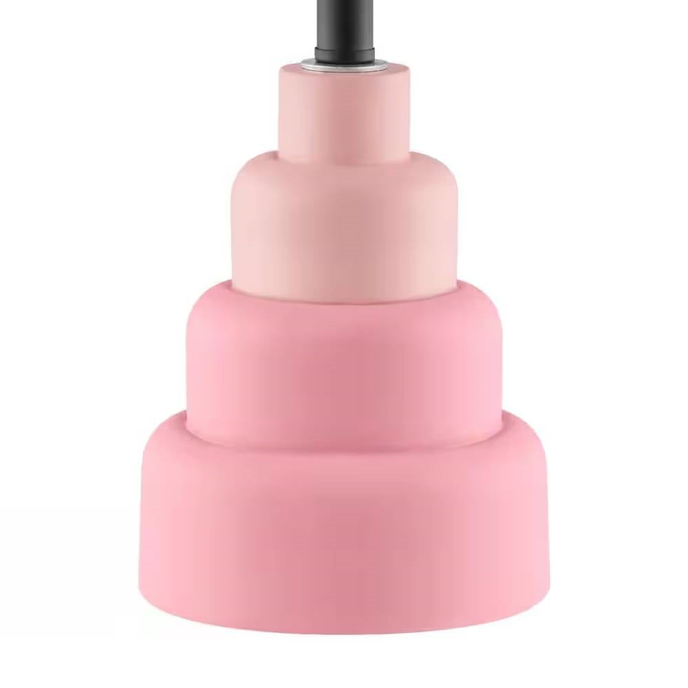 Small Pink Desk Light Table Lamp with White Fabric Shade