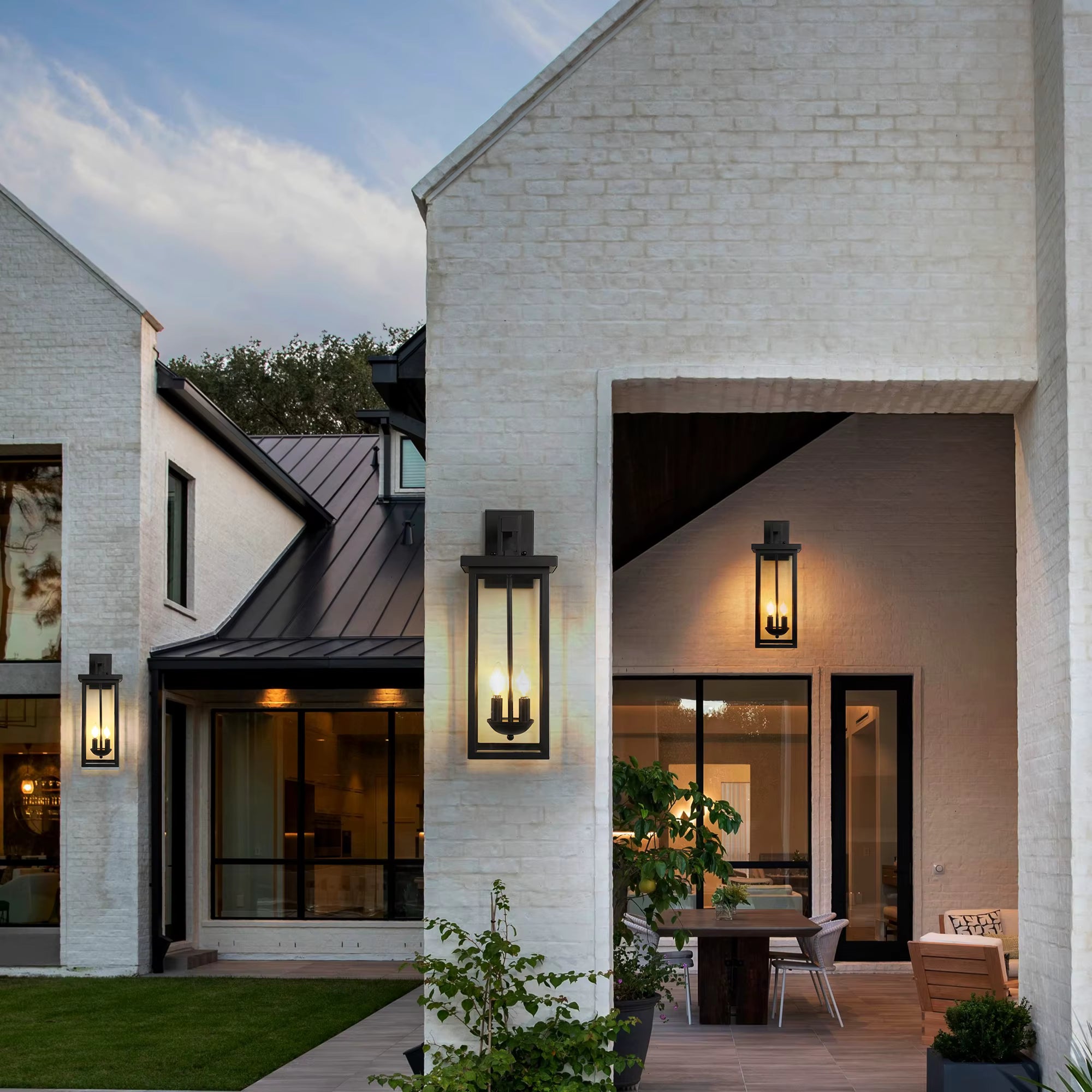 22"(H) Outdoor Wall Lantern with Daylight Sensor