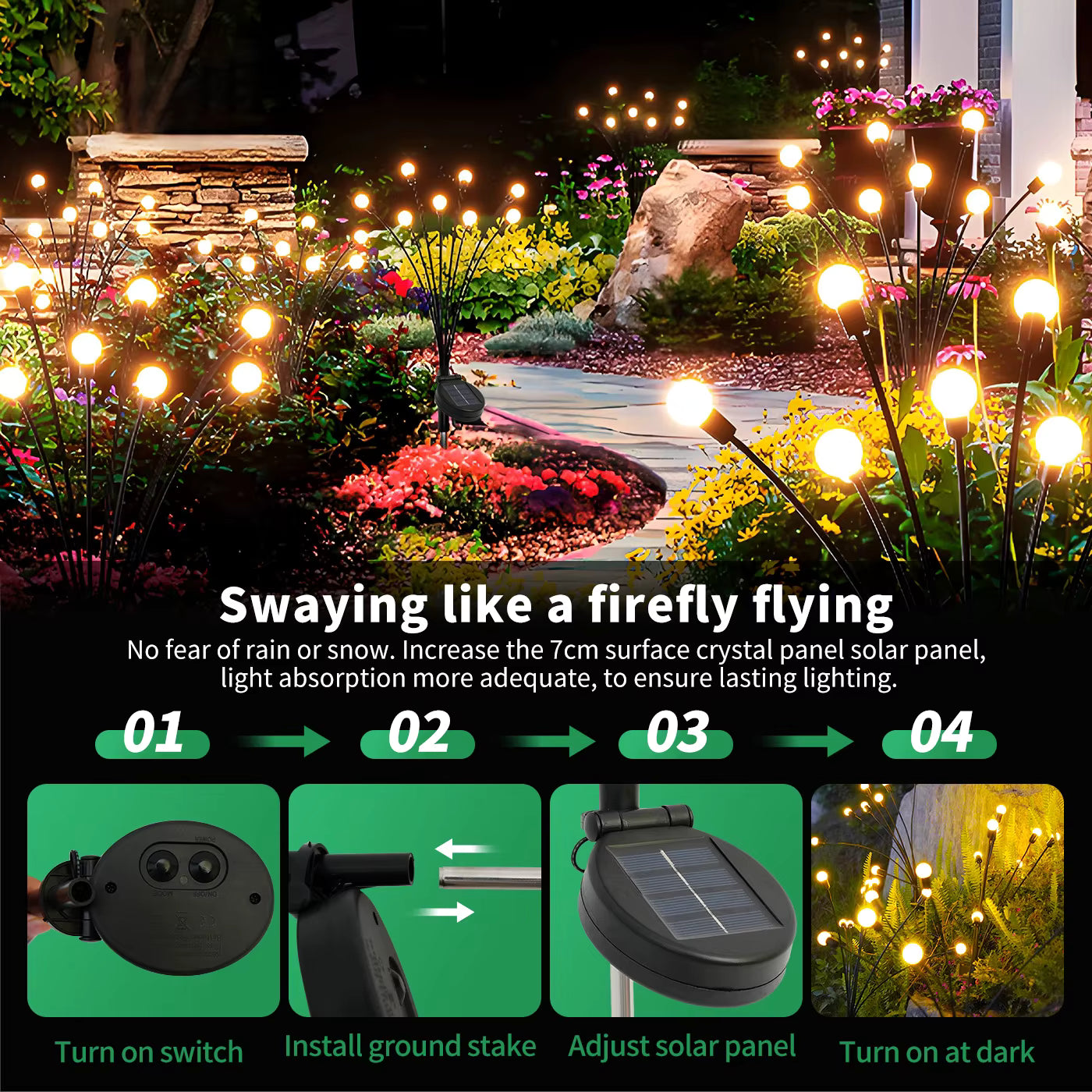 8-Head Solar Firefly Lights LED Solar Outdoor